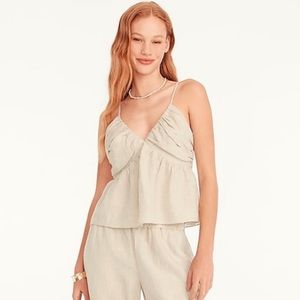 J.Crew V-neck gathered-linen camisole in Flax